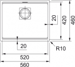 Kubus 2 KNG 110-52 virtuves izlietne, 560x460 mm, PushKnob vadība 8