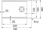 Kubus 2 KNG 110-62 virtuves izlietne, 760x460 mm, PushKnob vadība 3