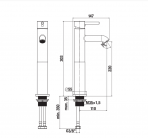 Jika Mio Style izlietnes maisītājs paaugstināts 220 mm, Melns matēts 2