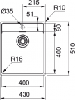 Maris MRX 210-40TL virtuves izlietne, 430x510 mm, Manuāla vadība 2