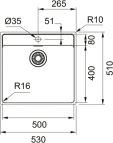 Maris MRX 210-50TL virtuves izlietne, 530x510 mm, Manuāla vadība 3