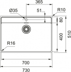 Maris MRX 210-70TL virtuves izlietne, 730x510 mm, Manuāla vadība 3