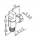 Oras ventilis veļasmašīnai G1/2 x G3/4 2