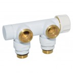 Rad. dubultbloks Twinvalve Thermo 1/2`x24-19, 90°, balts 2