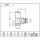 Rad. noslēgvārsts Compact 1/2` x 24-19, 90°, balts 7