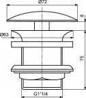 Ideal Standard izplūde izlietnei nenoslēdzama, melna matēta 2