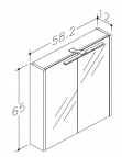 RB Vannas istabas spoguļskapītis ar LED 58.2 cm, Ozols 2