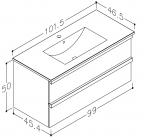 RB Vannas istabas skapītis ar izlietni PURE 101.5 cm, Ozols 2