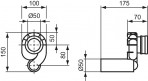 Ideal Standard sifons pisuāram ar horizontālu izvadu  Ø50 3