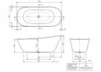 Theano Curved brīvi stāvoša vanna 170 x 75 cm, Balta 3