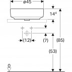 Geberit Uz virsmas novietojama izlietne VariForm Ø450 mm ar pārplūdi 6