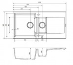 Virtuves izlietne Amsterdam 15, 1000x500 mm, caffe silvery 2