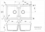 Virtuves izlietne Amsterdam 20, dubultā, 860x500 mm, melna 2