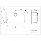 Virtuves izlietne Amsterdam 72, 780x460 mm, caffe silvery 2