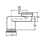 WC pieslēgs ar atkāpi dn100  180mm 2